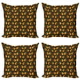 thumbnail image 1 of Ambesonne Cartoon Throw Pillow Cover 4 Pack, Striped Winged Creatures, 16", Dark Cocoa and Multicolor, 1 of 2