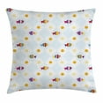 thumbnail image 1 of Cartoon Throw Pillow Cushion Cover, Aquarium Themed Fish Cartoons with Spots and Lines Geometrical Backdrop Art Print, Decorative Square Accent Pillow Case, 20 X 20 Inches, Multicolor, by Ambesonne, 1 of 2