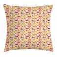 thumbnail image 1 of Cartoon Throw Pillow Cushion Cover, Baby Teddy Bear Bunny Monkey Pig Puppy in Spaceship Kids Theme, Decorative Square Accent Pillow Case, 16 X 16 Inches, Earth Yellow Pale Peach Fuchsia, by Ambesonne, 1 of 2