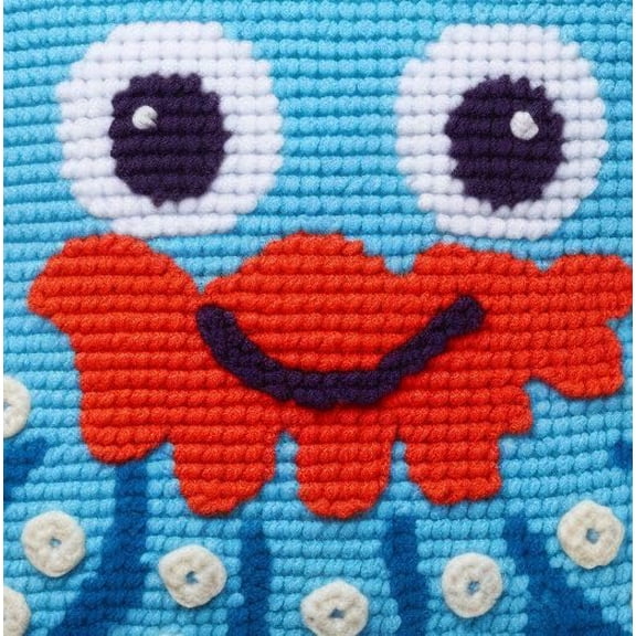 Cartoon Tiger Latch Hook Rug Kits for Kids Beginner with Printed Canvas Crochet Yarn Embroidery Mini-Carpet Hook and Latch Kit Easy Children Craft 30x30cm