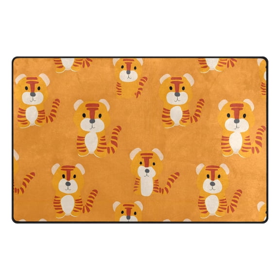 Cartoon Tigers Memory Foam Area Rug 31"x20" Non Slip, Absorbent, Fade Proof for Living Room, Bedroom, Office