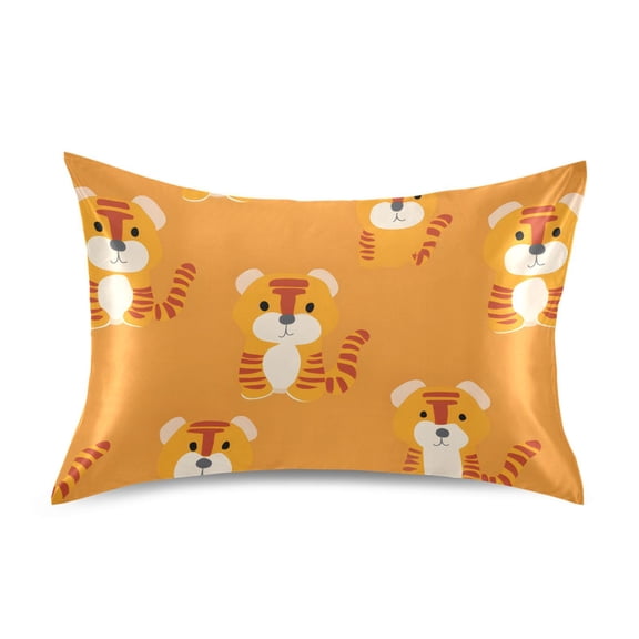 Cartoon Tigers Pillowcase Standard Size Luxury Silky Soft Wrinkle Resistant Envelope Closure 20x26in