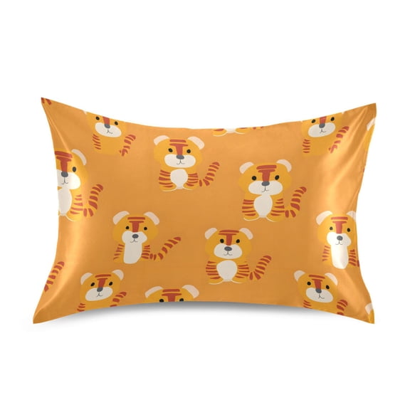 Cartoon Tigers Standard Size Satin Pillowcase 20''x26'' Double-Sided Print Soft Wrinkle Resistant