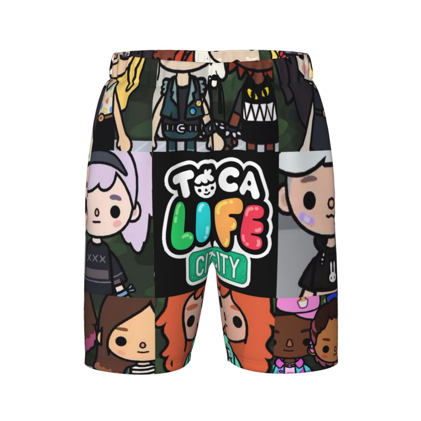 Cartoon Toca Boca Teen Swim Trunks Summer Beach Board Shorts Quick Dry