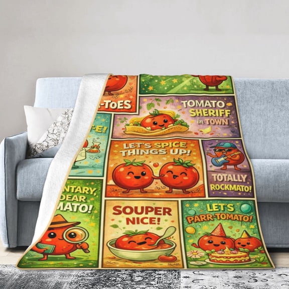 Cartoon Tomato Blanket Gift Soft Home Decor Fun Blanket for All Ages 50x40