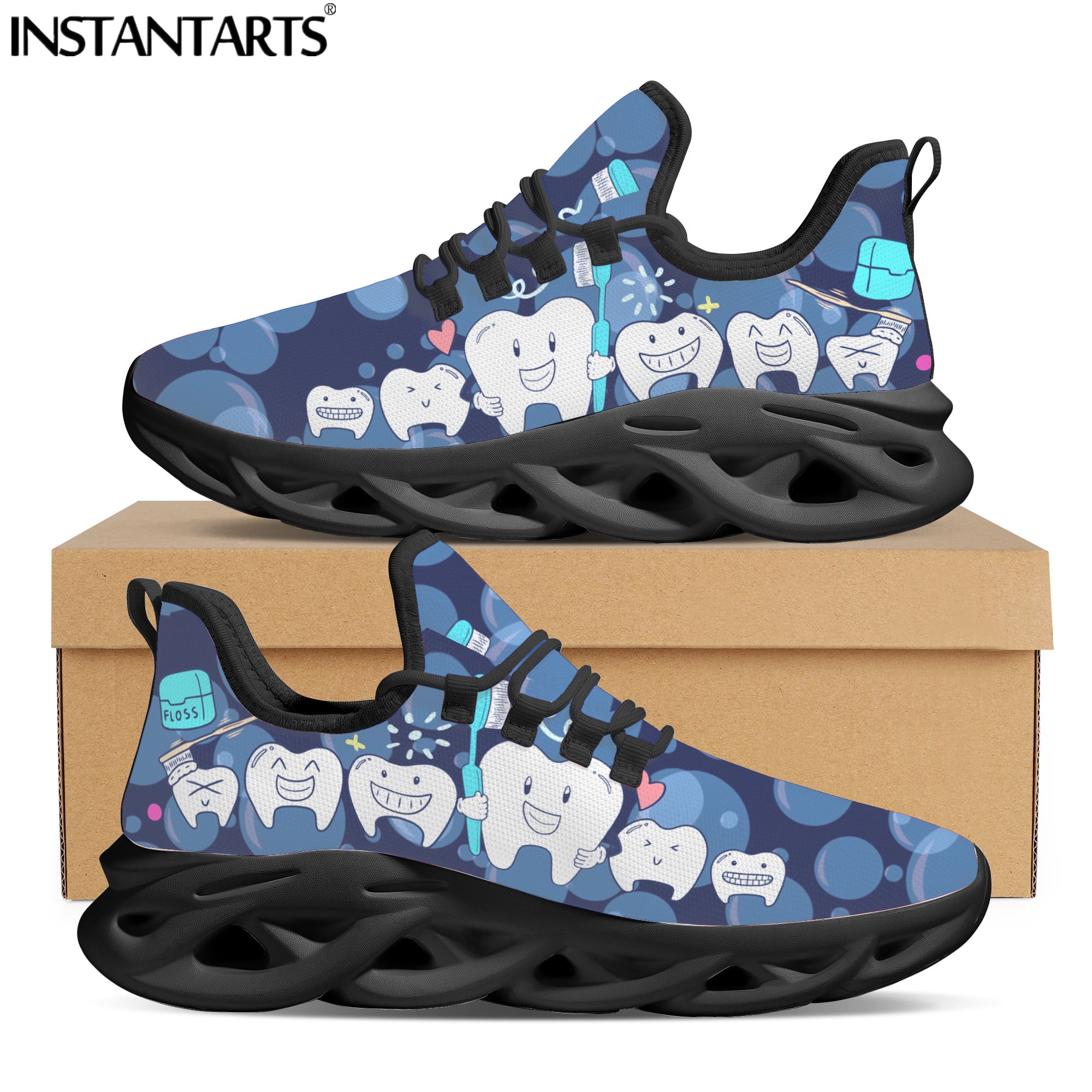 Cartoon Tooth Dentist Breathable Ladies Sneakers Light Lace