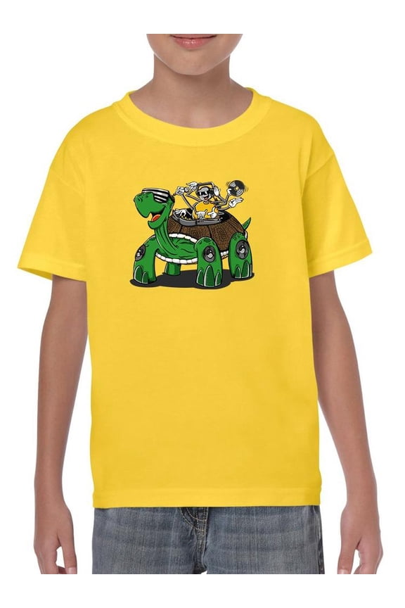 Cartoon Tortoise Dj Bug T-Shirt Juniors -Image by Shutterstock, Medium