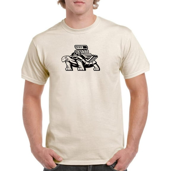 Cartoon Tortoise Engine Shell T-Shirt Men -Image by Shutterstock, Male Large