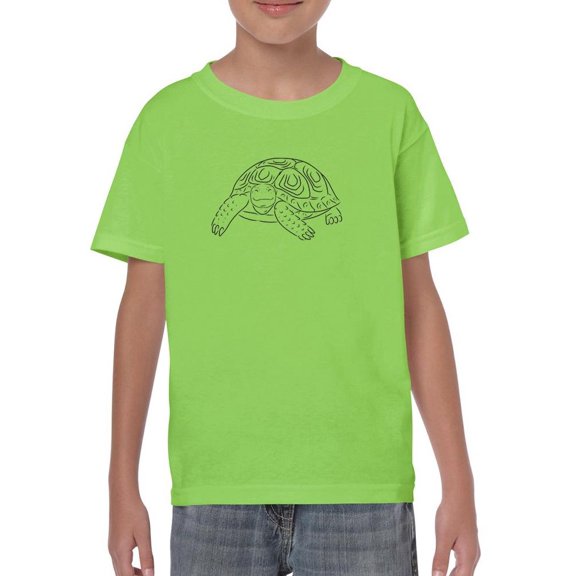 Cartoon Tortoise Happy Lineart T-Shirt Juniors -Image by Shutterstock,  Large