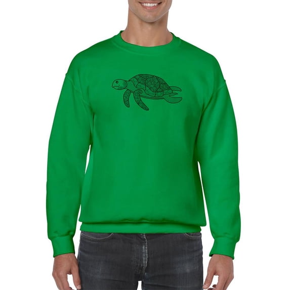Cartoon Tortoise Lineart Sweatshirt Men -Image by Shutterstock, Male 4X-Large