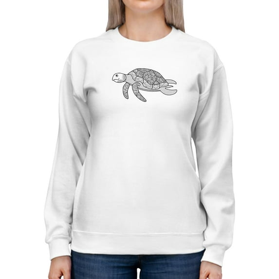 Cartoon Tortoise Lineart Sweatshirt Women -Image by Shutterstock, Female 5X-Large