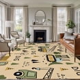 thumbnail image 1 of Cartoon Tractor Area Rugs 8'x10', Washable Small Throw Rugs for Living Room Patio, Cute Digger Shovel Truck Car Khaki Indoor Outdoor Rug Non-Slip Low Pile Carpet Runner Reversible Floor Mats, 1 of 8