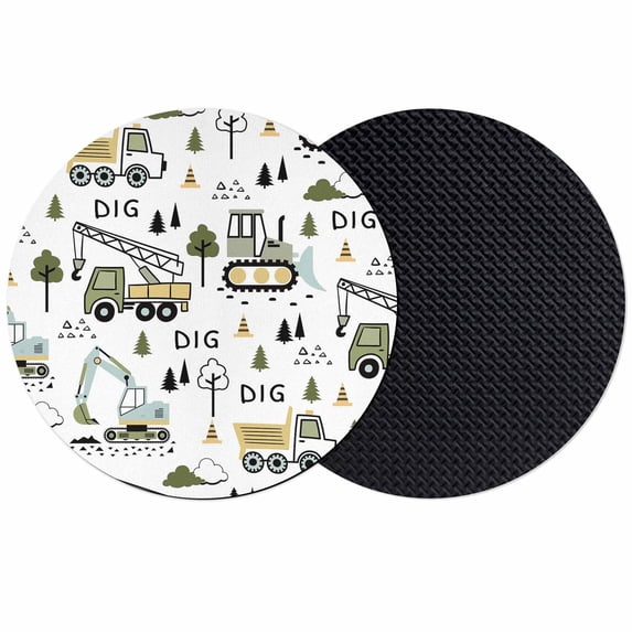 Cartoon Tractor Coasters Set of 2, Absorbent Coasters for Drinks, Cute Digger Shovel Truck Country Car Coaster for Desk Coffee Table Protection, Home Decor House Warming Gifts 4"