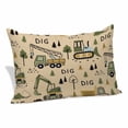 thumbnail image 1 of Cartoon Tractor Pillow Covers, Linen Long Throw Pillow Case, Cute Digger Shovel Truck Car Khaki Holiday Pillow Protector Decorative Cushion Cover for Living Room/Bedroom 20" x 30", 1 of 8