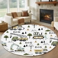 thumbnail image 1 of Cartoon Tractor Round Rug 7ft Washable Circle Rugs Non Slip Cute Digger Shovel Truck Country Car Large Area Rug Indoor Floor Carpet for Bedroom Kitchen Living Room Home Office Dining Room Nursery, 1 of 8