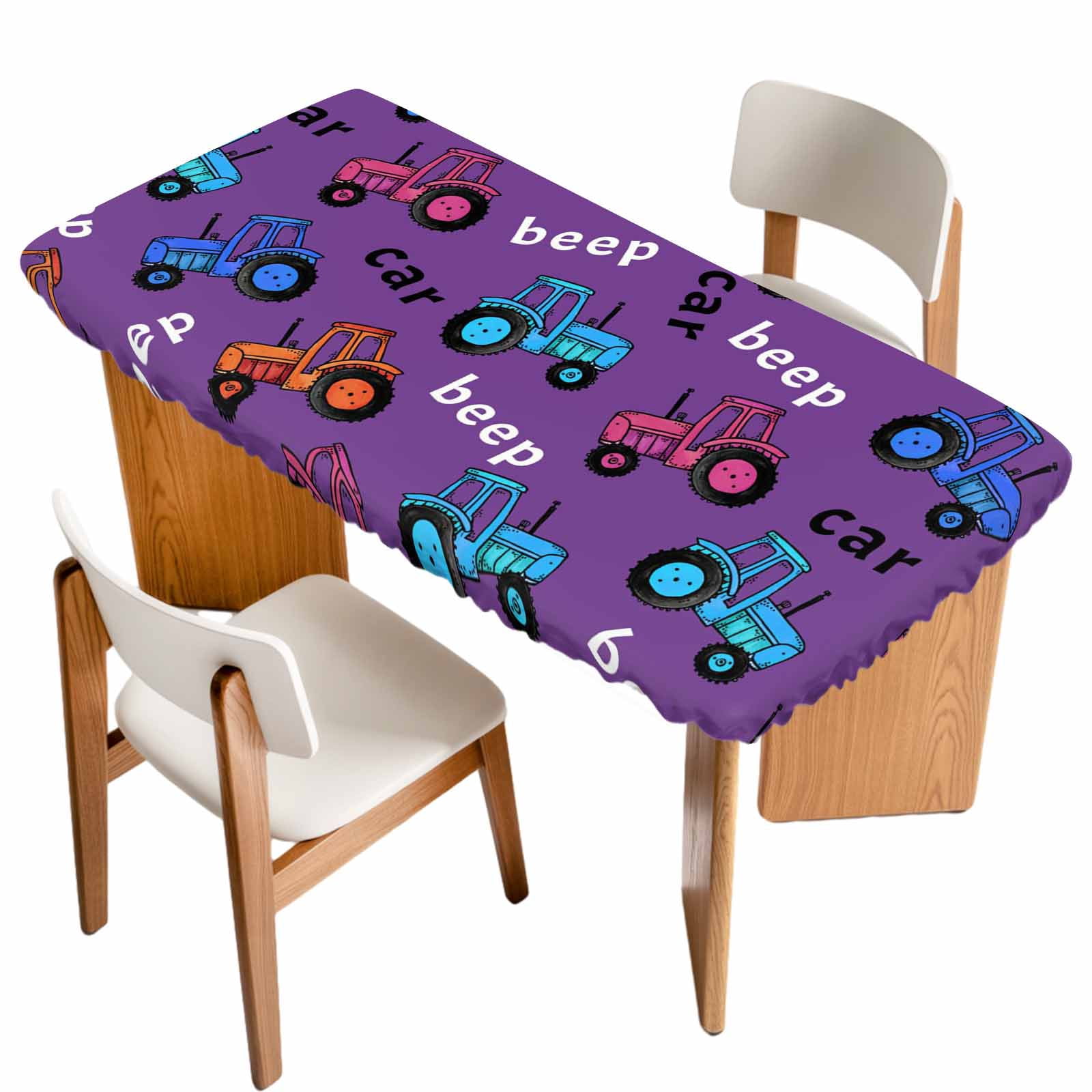 Tracktor Table Cartoon Tractor Table Cloths for 3 Foot Rectangle Tables, Cute Beep Car ...