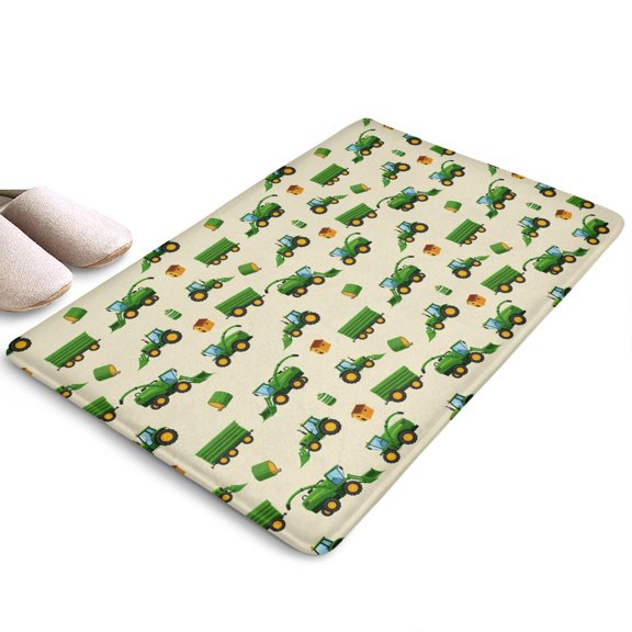 Cartoon Tractors Barns Beige Flannel Non Slip Door Rugs,Washable Door Mats Indoor,Decorative Door Mats,Dirt-Resistant and Absorbent Doormat for Entrance,Bedroom,Kitchen,Bathroom,23.5"x16"