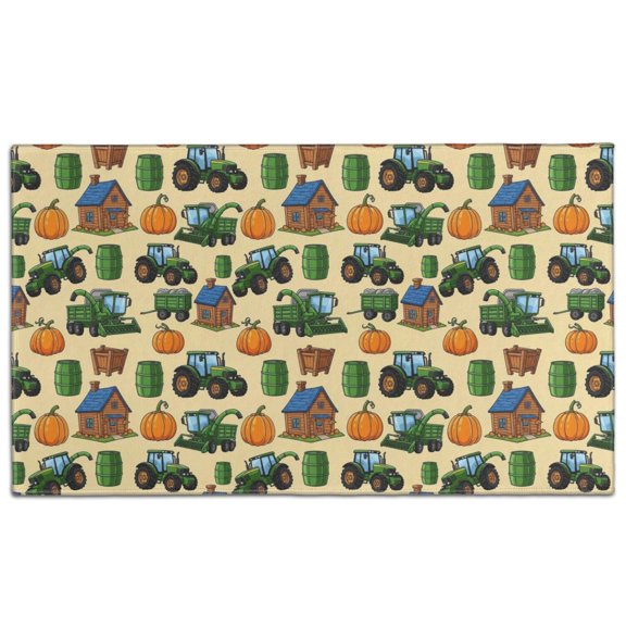 Cartoon Tractors Barns Beige Pattern Door Rugs,Washable Non Slip Door Mats Indoor,Decorative Door Mats,Entry Mat Indoor for Entrance,Bedroom,Kitchen,Bathroom,17"x30"