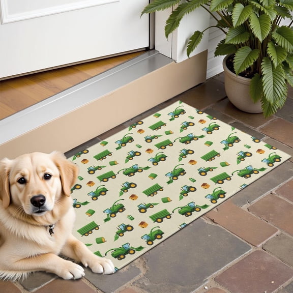 Cartoon Tractors Barns Beige Pattern Door Rugs,Washable Non Slip Door Mats Indoor,Decorative Door Mats,Entry Mat Indoor for Entrance,Bedroom,Kitchen,Bathroom,16"x24"