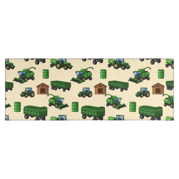 Cartoon Tractors Barns Beige Pattern Kitchen Rug Mat,Kitchen Runner Rugs Non Skid Washable,Decorative Kitchen Floor Mats for Kitchen,Sink,Laundry,17"X47"