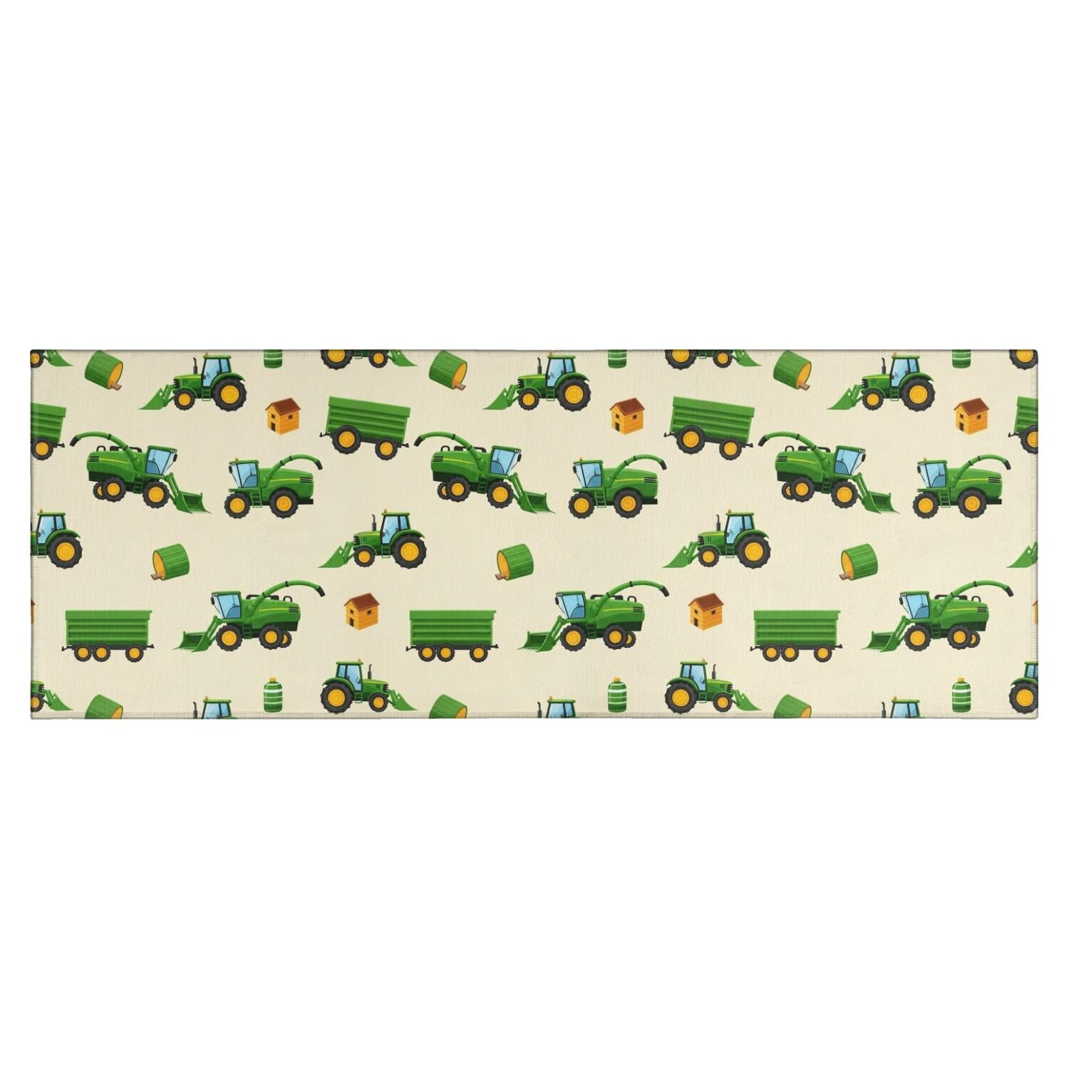 Cartoon Tractors Barns Beige Pattern Kitchen Rug Mat,Kitchen Runner ...