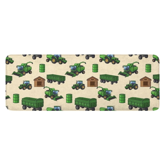 Cartoon Tractors Barns Beige Pattern Kitchen Rug Mat,Kitchen Runner Rugs Non Skid Washable,Decorative Kitchen Floor Mats for Kitchen,Sink,Laundry,17"x47.2"