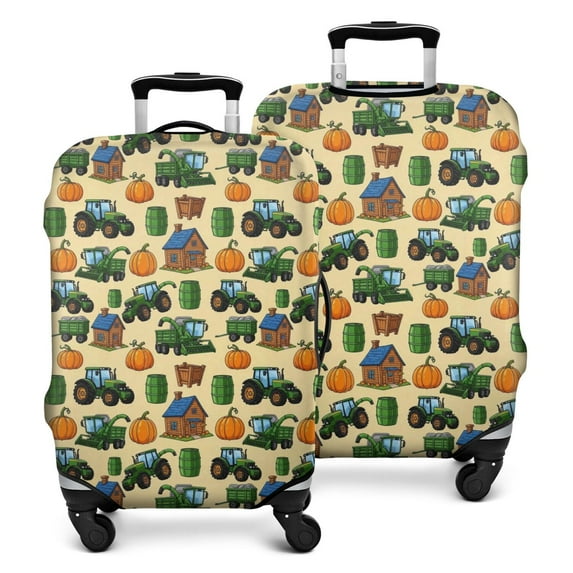 Cartoon Tractors Barns Beige Pattern Luggage Cover Fashion Suitcase Cover Baggage Covers Fit 25-28 Inch Luggage (Go Travel)