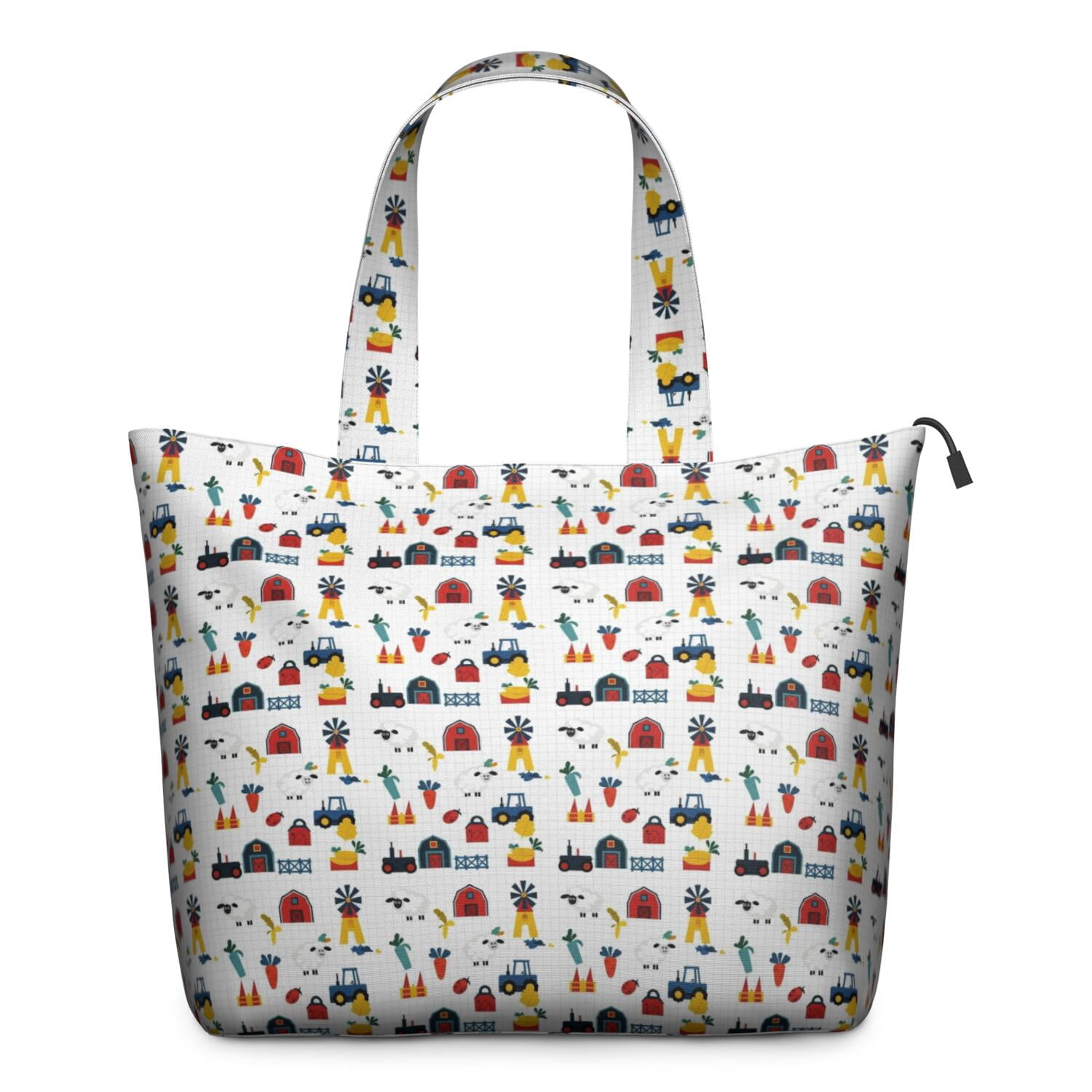 Cartoon Tractors Barns White Pattern Travel Tote Bags for Women Carry On,Large Weekender Bags for Women Travel,Multi Functional Duffle Bag for Work,Shopping,Sports