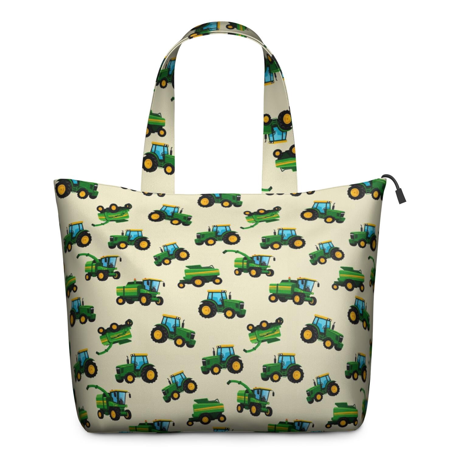 Cartoon Tractors Combines Beige Pattern Travel Tote Bags for Women Carry On,Large Weekender Bags for Women Travel,Multi Functional Duffle Bag for Work,Shopping,Sports