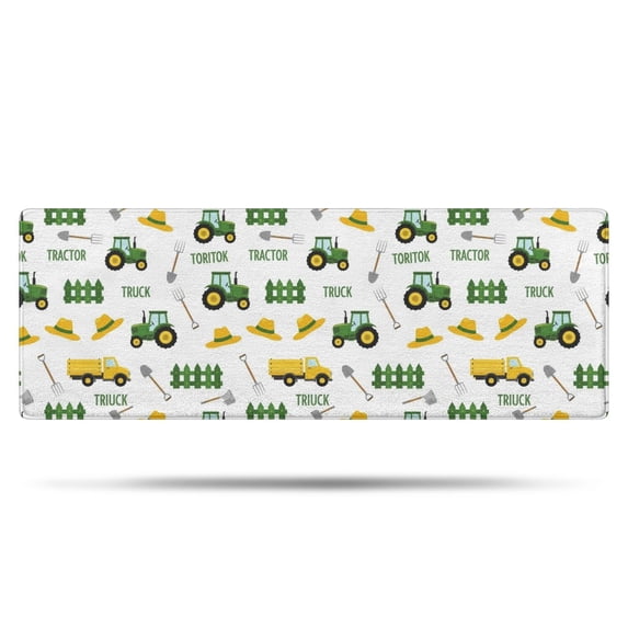 Cartoon Tractors Fences White Pattern Bathroom Rugs Mat,Non Slip Microfiber Bathroom Rug,Rubber Backing,Soft Bathroom Mats for Bathroom Floor,Tub and Shower,47x17in(120x43cm)