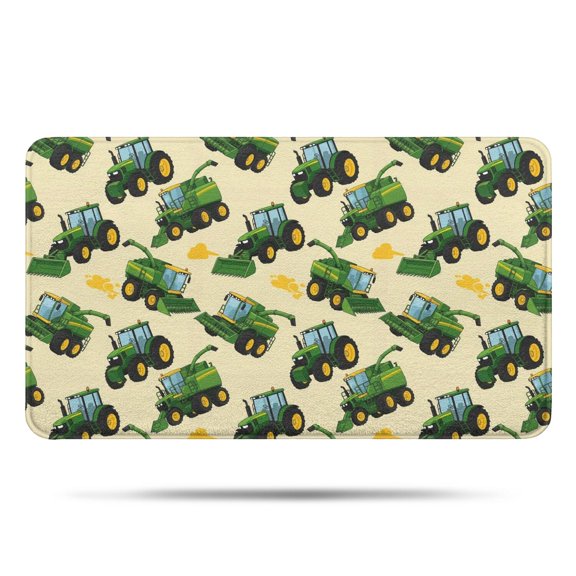 Cartoon Tractors Harvesters Beige Pattern Bathroom Rugs Mat,Non Slip Microfiber Bathroom Rug,Rubber Backing,Soft Bathroom Mats for Bathroom Floor,Tub and Shower,17x30in(43x75cm)