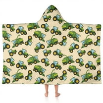 Cartoon Tractors Harvesters Beige Pattern Hooded Bath Towel，50"x30" for Ages 3 To 12 Kids, Quick Dry Lightweight Soft Microfiber Hood Beach Towel Cover Up for Kids