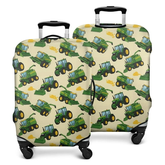 Cartoon Tractors Harvesters Beige Pattern Luggage Cover Fashion Suitcase Cover Baggage Covers Fit 25-28 Inch Luggage (Go Travel)