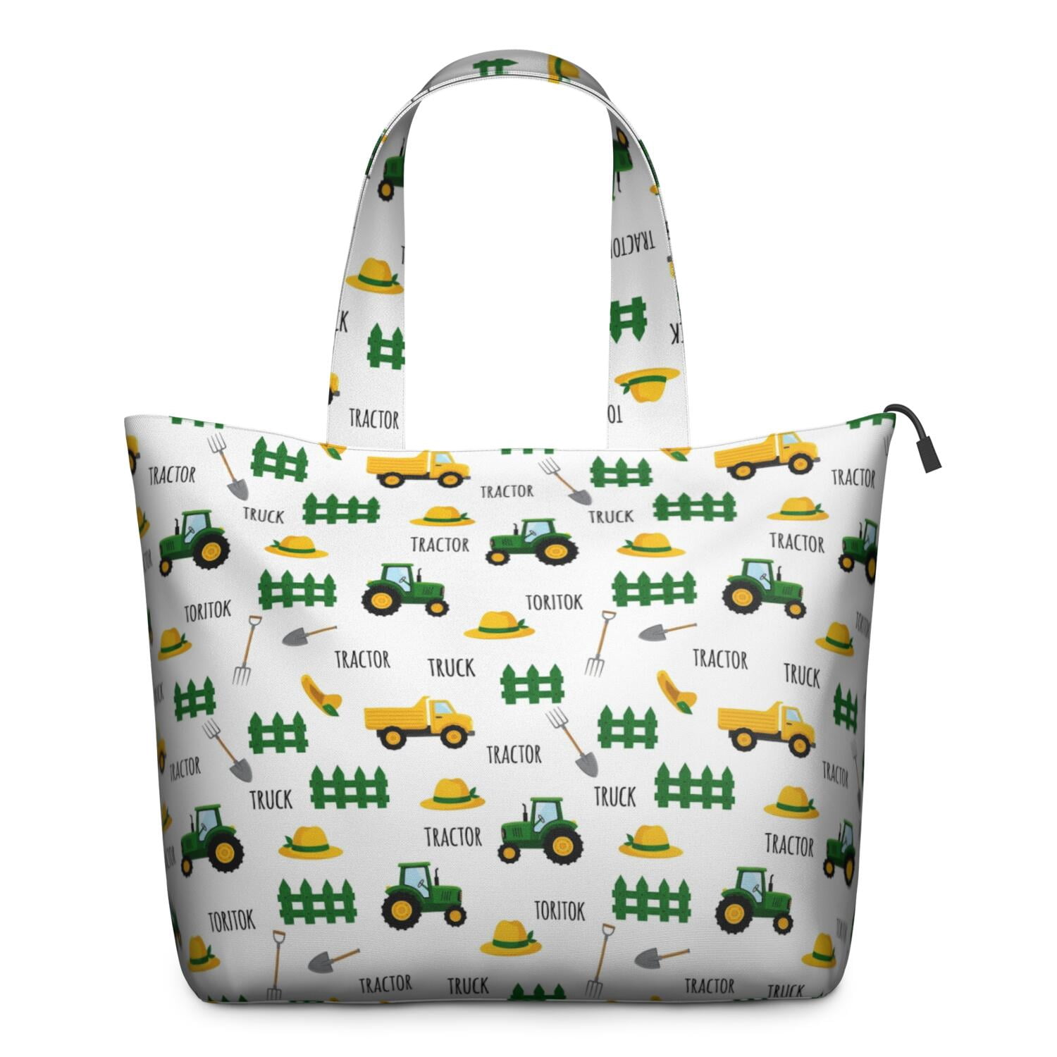 Cartoon Tractors Hats White Pattern Travel Tote Bags for Women Carry On,Large Weekender Bags for Women Travel,Multi Functional Duffle Bag for Work,Shopping,Sports