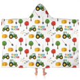 thumbnail image 1 of Cartoon Tractors Hay Bales White Pattern Hooded Bath Towel，60"x35" for Ages 3 To 12 Kids, Quick Dry Lightweight Soft Microfiber Hood Beach Towel Cover Up for Kids, 1 of 7