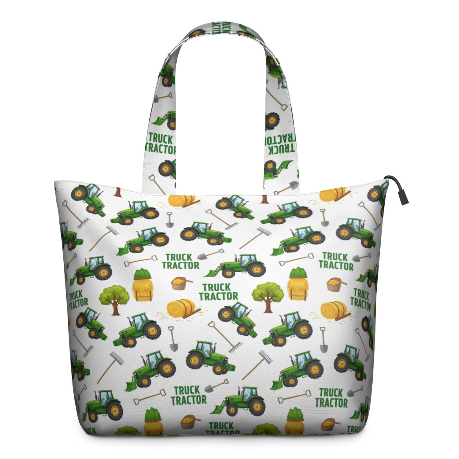 Cartoon Tractors Hay Bales White Pattern Travel Tote Bags for Women Carry On,Large Weekender Bags for Women Travel,Multi Functional Duffle Bag for Work,Shopping,Sports