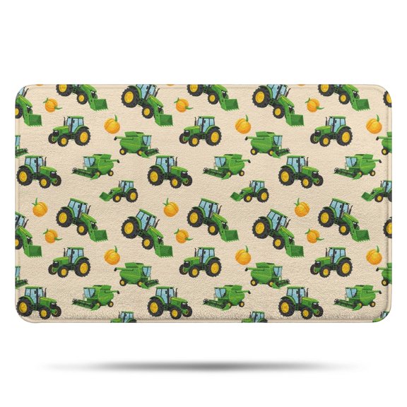 Cartoon Tractors Pumpkins Beige Pattern Bathroom Rugs Mat,Non Slip Microfiber Bathroom Rug,Rubber Backing,Soft Bathroom Mats for Bathroom Floor,Tub and Shower,17x27in(43x68cm)