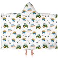thumbnail image 1 of Cartoon Tractors Wheelbarrows White Pattern Hooded Bath Towel，60"x35" for Ages 3 To 12 Kids, Quick Dry Lightweight Soft Microfiber Hood Beach Towel Cover Up for Kids, 1 of 7