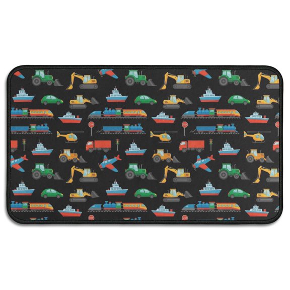 Cartoon Traffic Vehicles Planes Black Pattern Door Rugs,Washable Non Slip Door Mats Indoor,Decorative Door Mats,Entry Mat Indoor for Entrance,Bedroom,Kitchen,Bathroom,30"x17"