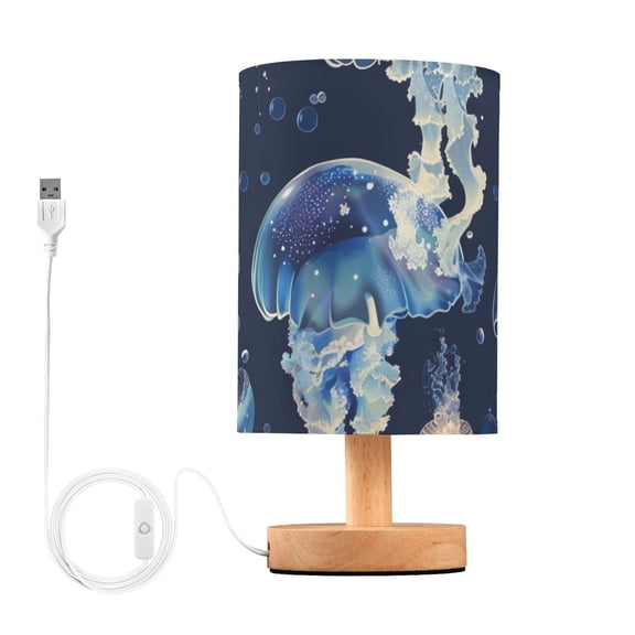 Cartoon Transparent Jellyfish Table Lamp with USB Port LED Warm Light Lamp Night Light Home Decor