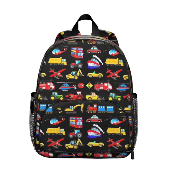 Cartoon Transportation Backpack Backpack for School,Schoolbag with Adjustable Shoulder Straps & Padded Back,13.8"x11.4"x6"