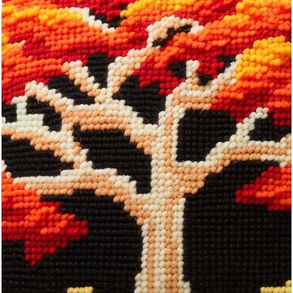 Cartoon Tree Latch Hook Rug Kits for Kids Beginner Easy Printed Canvas Crochet Yarn Embroidery Mini-Carpet Hook and Latch Kit Children Handmade Craft 30x30cm