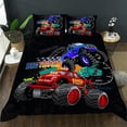 thumbnail image 1 of Cartoon Truck Duvet Cover, Monster Truck Comforter Cover for Kids Boys,Children Big Truck Bedding Set,1 Quilt Cover and 2 Pillowcases,Soft Microfiber, 1 of 4