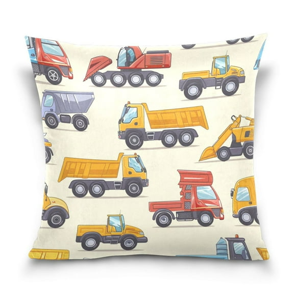 Cartoon Truck Excavator Vehicle Throw Pillow Covers Couch Pillowcases Decor for Bed Sofa 18" x 18"