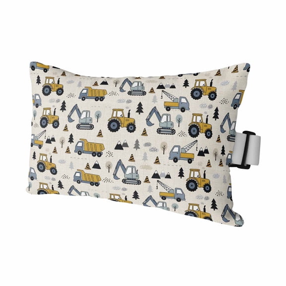 Cartoon Truck Outdoor Pillows for Chaise Lounge Chair Waterproof Lumbar Pillows with Insert&Adjustable Strap Beach Headrest Pillow Cute Yellow Grey Excavator Bulldozer Pine Tree Pool Pillow 11"x16"