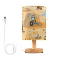 thumbnail image 1 of Cartoon Truck and Crane Bedside Table Lamp LED Warm Lights with USB Charging Port Retro Cylinder Desk Lamps, 1 of 7