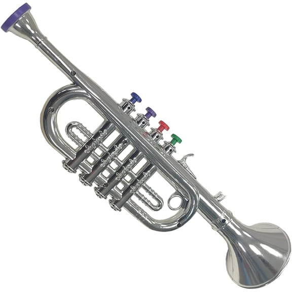 Cartoon Trumpet Musical Wind Instrument Toy, Fun Sound-Generating Plaything for Recreational Use, Lightweight and Safe Musical Device for Indoor & Outdoor Leisure and Melody Enjoyment, Silver