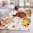 Cartoon Turkey Area Rugs 3x5ft Rustic Orange Green Pumpink Maple Tree ...