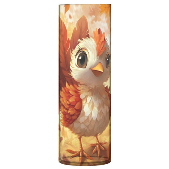 Cartoon Turkey Maple Leaves Thanksgiving Plastic Cylinder Vase Translucent Flower Vase Storage Bottle Home Decor for Wedding Party 12 inch Tall
