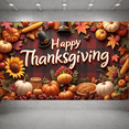 thumbnail image 1 of Cartoon Turkey Thanksgiving Banner Autumn Leaves Harvest Cornucopia for Home Decoration Holiday Party, 1 of 9
